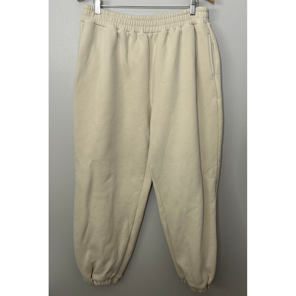 Comfrt Sweatpants Unisex 2XL Cream Fleece Lined Joggers Oversized Loungewear